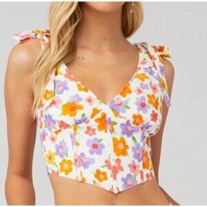 Peppermayo Floral Tie Bustier Corset Crop Top US 4